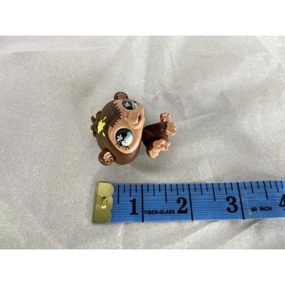 Littlest Pet Shop LPS 663 Brown Monkey Chimp Green Eyes Yellow Paint Figure Toy - Picture 5 of 5